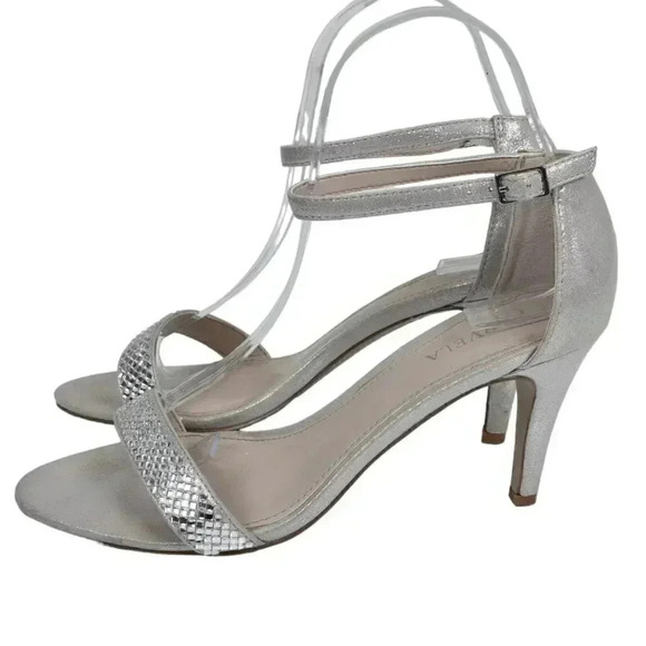 Carvela  Stiletto Heel Sandals Silver Metallic Sling back Size 37 - Picture 10 of 15